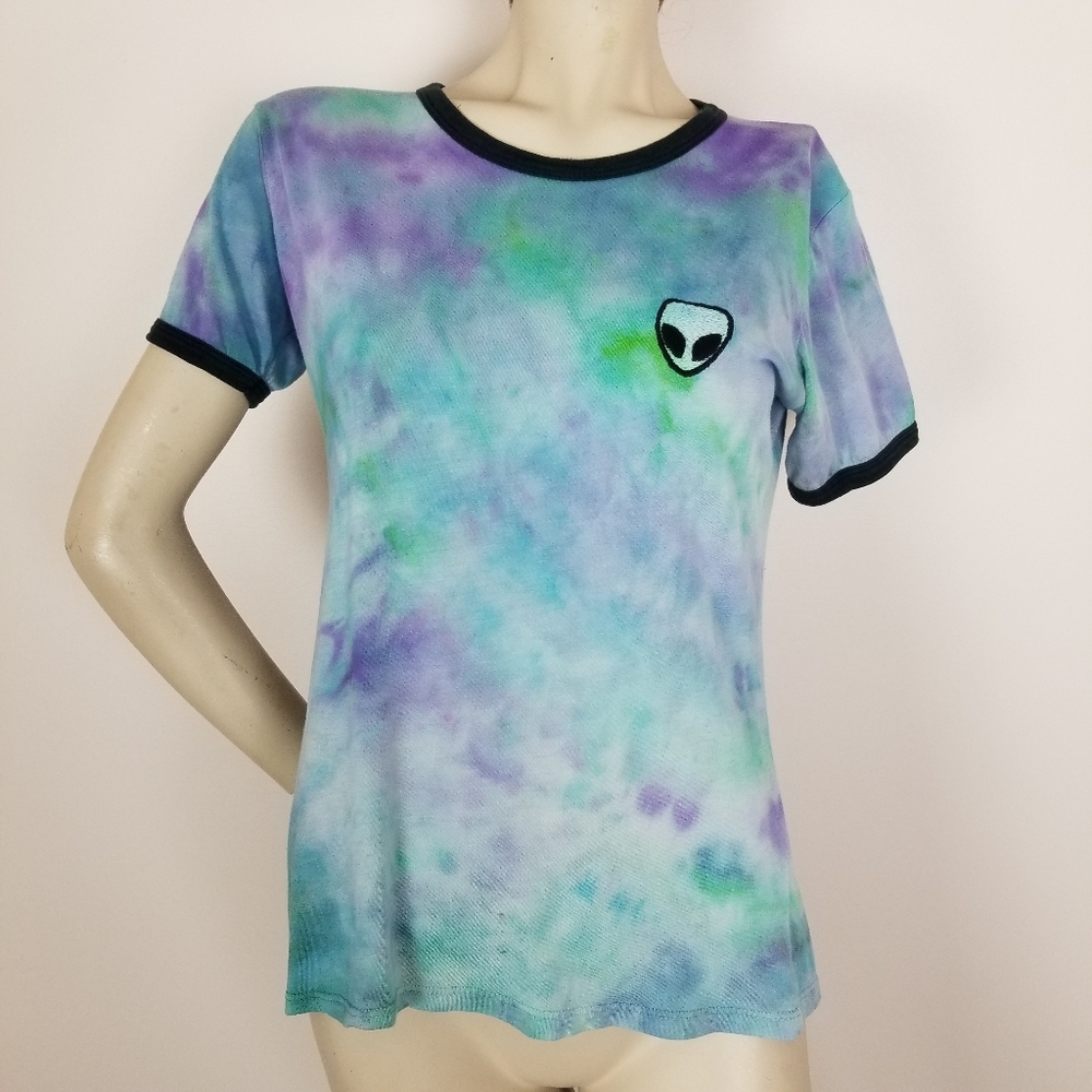 John Galt Brandy Melville Alien ringer tee tie dye
